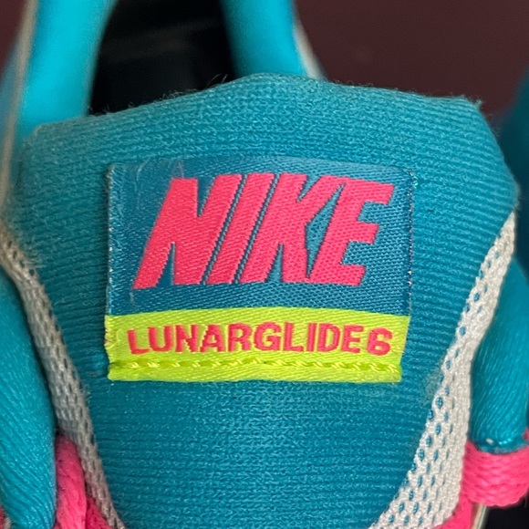 Nike Lunarglide 6 GS SZ 7Y White Pink Blue 654156 100 - Picture 10 of 13